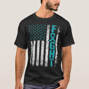 Myasthenia Gravis Fight USA Flag Aquamarines MG Be T-Shirt