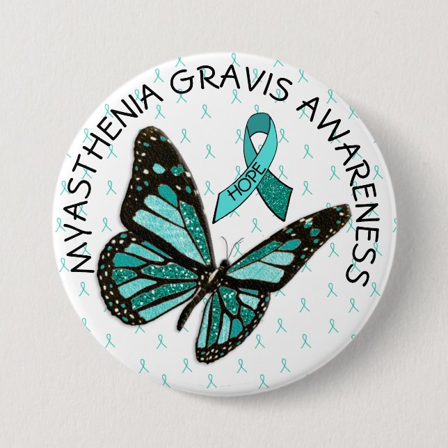 Myasthenia Gravis Hope Awareness Button Butterfly (Vorderseite)