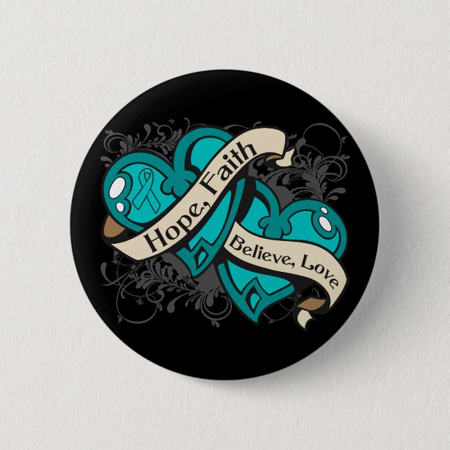 Myasthenia Gravis Hope Faith Duale Hearts Button (Vorderseite)
