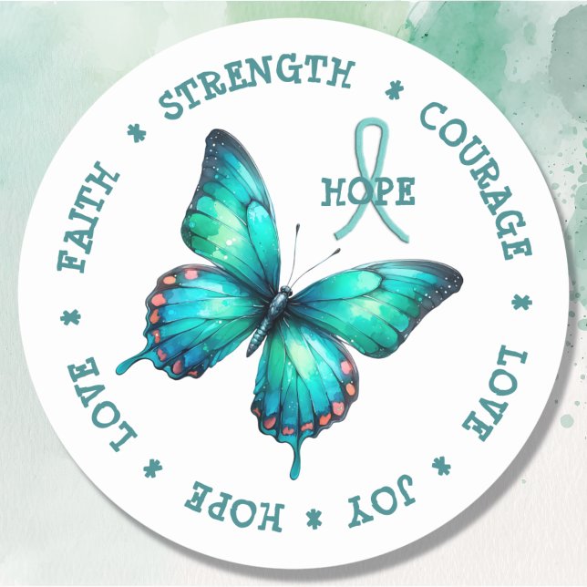 Myasthenia Gravis Hope Strg Schmetterlingssticker Runder Aufkleber (Von Creator hochgeladen)