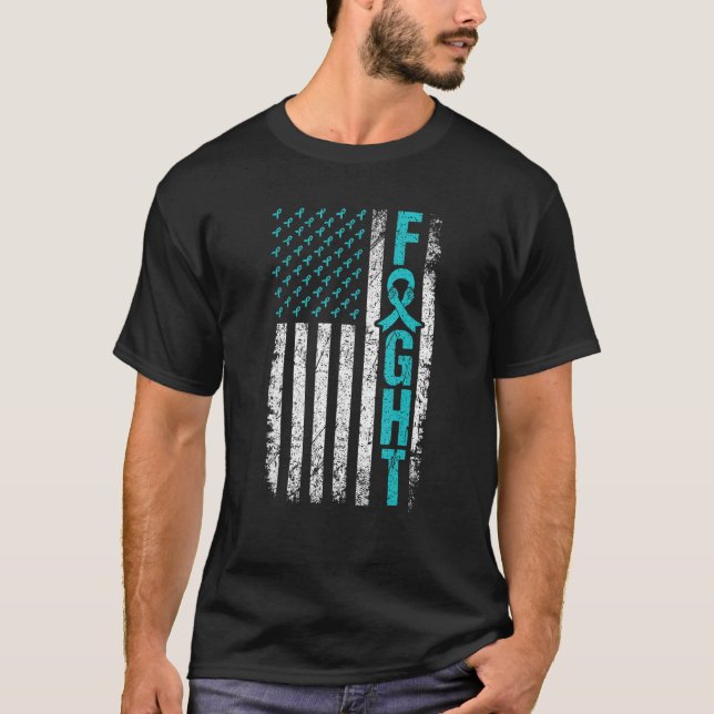 Myasthenia Gravis kämpft US-Flagge Aquamarines Mg  T-Shirt (Vorderseite)