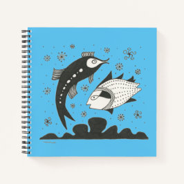 Mycenaean Griechisch Inspiriert Blue Fish Notebook Notizbuch