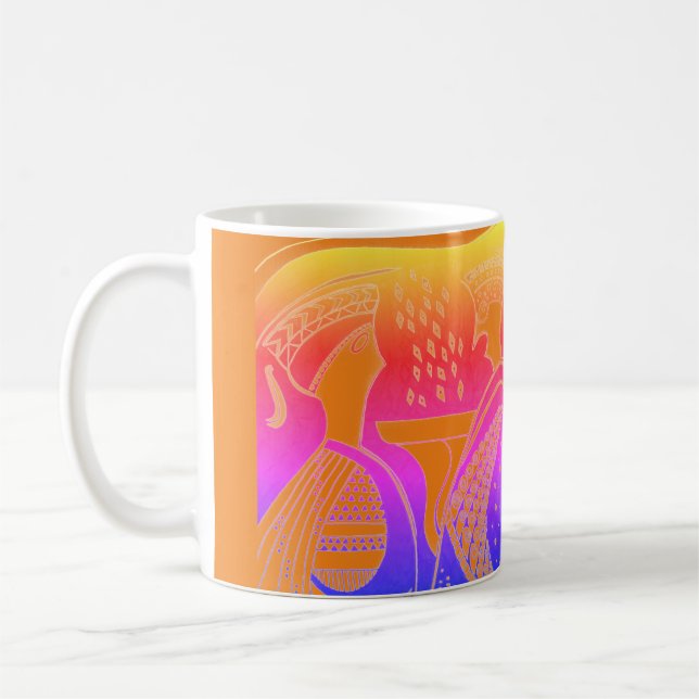 Mycenaean Griechisch Inspiriert Orange Gossips Tas Kaffeetasse (Links)