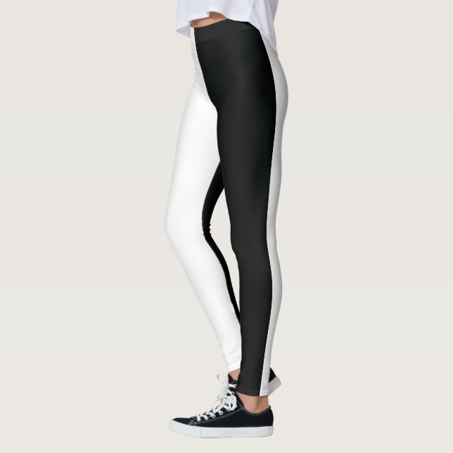 Mydeas | Schwarz-Weiß-Extra breite Streifen Leggings (Links)