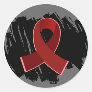 Myeloma-Burgunder-Band mit Gekritzel Runder Aufkleber