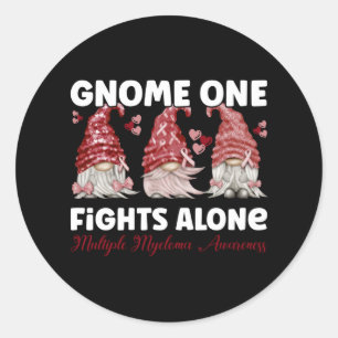 Myeloma Cancer Burgundy Ribbon Gnome Runder Aufkleber