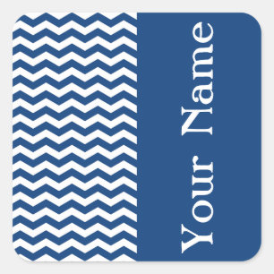 Mykonos Blue Wave Zickzack mit Namen Quadratischer Aufkleber