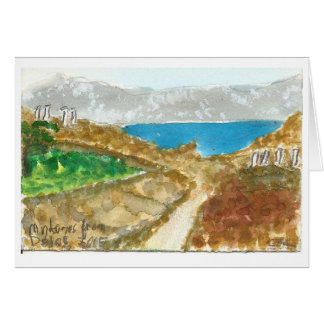 "Mykonos carte d'art d'aquarelle de vue de Delos"