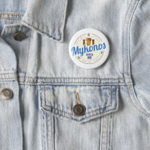 Mykonos Cyclades Islands Griechenland Vintag Souve Button