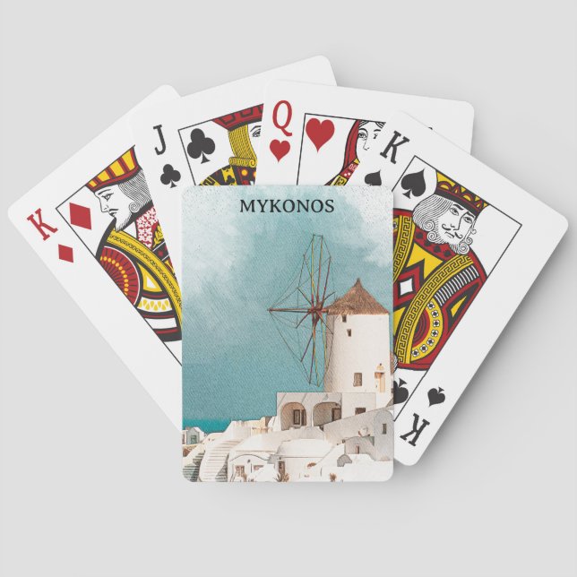 Mykonos Greece Alefkandra Windmill Spielkarten (Rückseite)