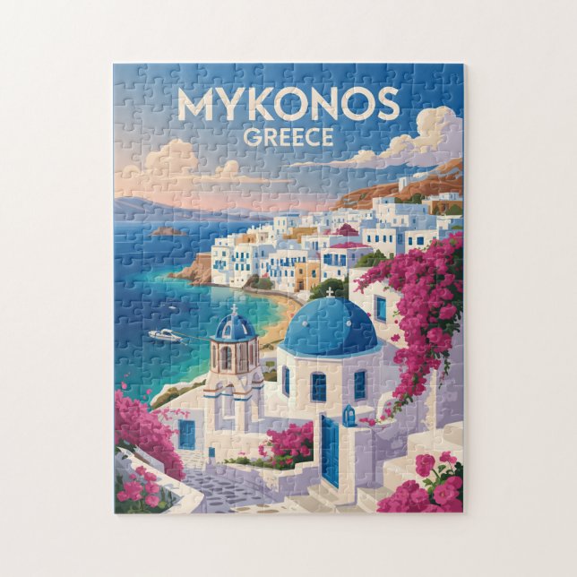 Mykonos Greece Coast Travel Art Vintage (Vertikal)