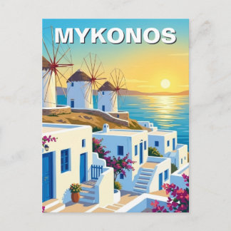 Mykonos Greece Cyclades Travel Street Postkarte