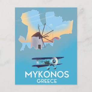 Mykonos Greece Map Reiseplakat