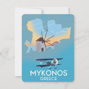 Mykonos Greece Map Reiseplakat