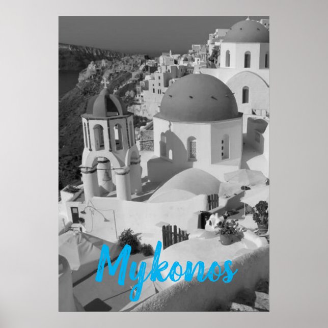 Mykonos Greece Travel - Church Café Europe Tourism Poster (Vorne)