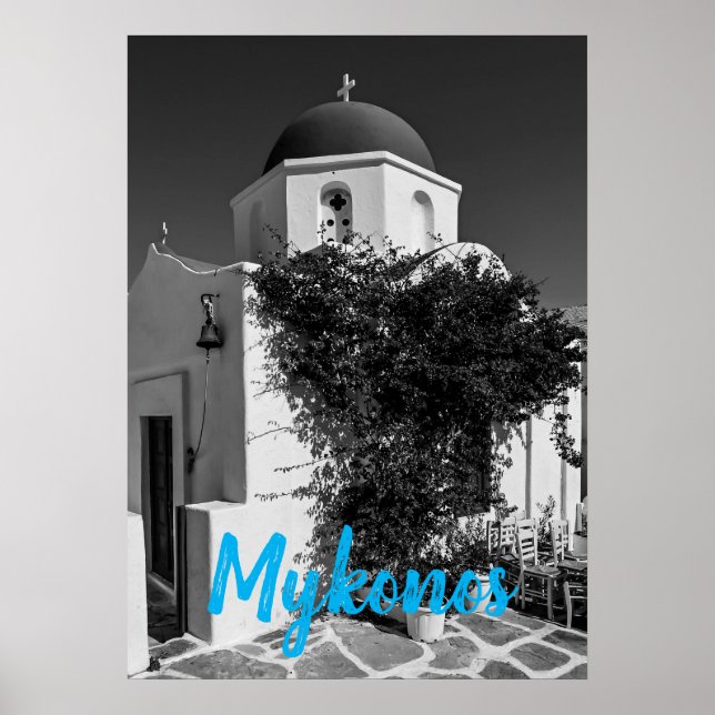 Mykonos Greece Travel - Church Café Europe Tourism Poster (Vorne)