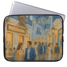 Mykonos Greece Wassercolor Laptop Sleeve
