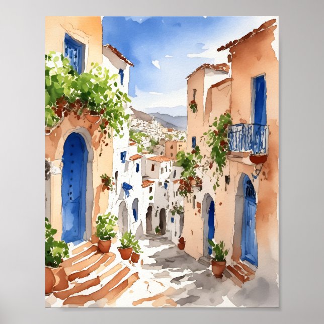 Mykonos Greece Watercolor Poster (Vorne)