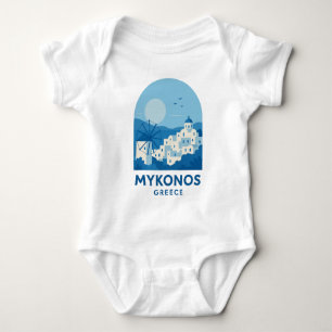 Mykonos Griechenland Blau Minimalistisches Reise Baby Strampler