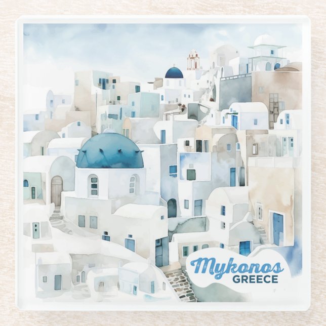 Mykonos Griechenland Glasuntersetzer (Vorderseite)