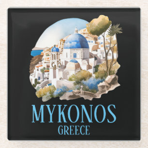 Mykonos Griechenland Griechische Insel Vintage Rei Glasuntersetzer