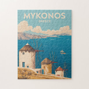 Mykonos Griechenland Illustration Reise Kunst Vint