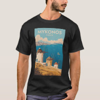 Mykonos Griechenland Illustration Reise Kunst Vint