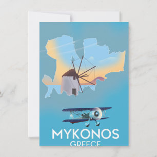 Mykonos Griechenland Karte Reiseplakat