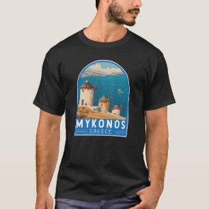 Mykonos Griechenland Reisen Kunstemblem T-Shirt