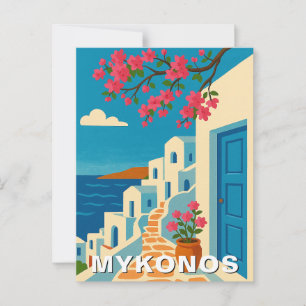 Mykonos Griechenland Sommer Vintage Reise Postkarte