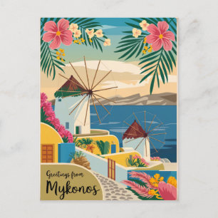 Mykonos Griechenland Vintage Postkarte