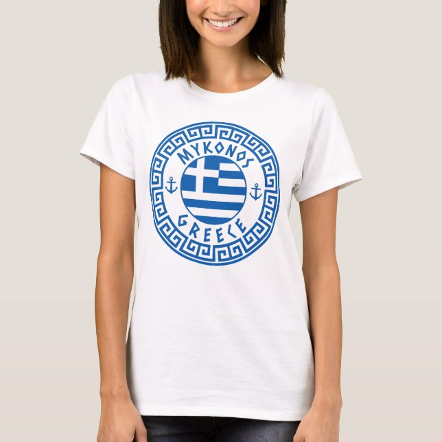 Mykonos, griechische Flagge T - Shirt der Frauen (Vorderseite)