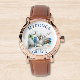 Mykonos in Watercolor Bliss Armbanduhr