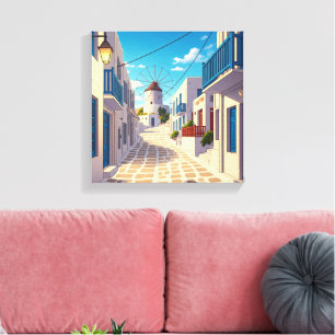 Mykonos Path Greece Cyclades Travel Leinwanddruck