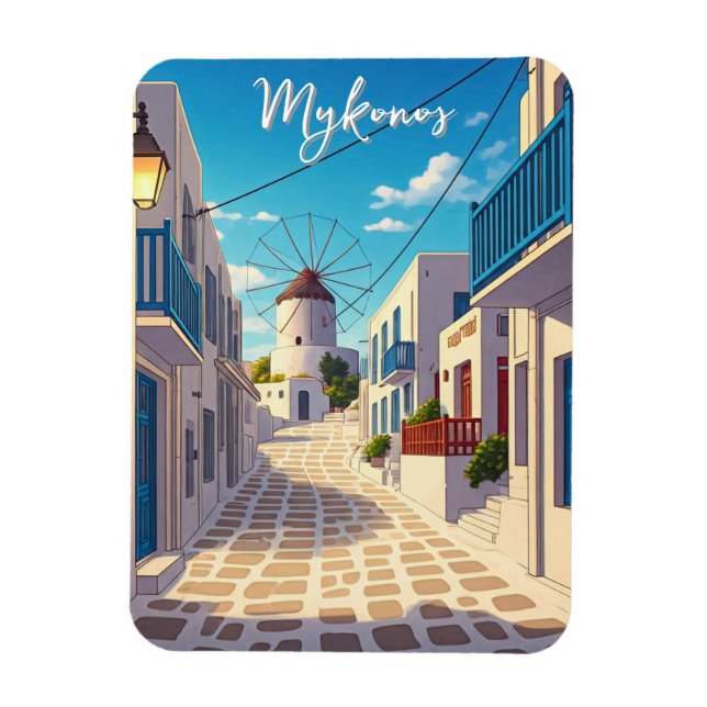 Mykonos Path Greece Cyclades Travel Magnet (Vertikal)