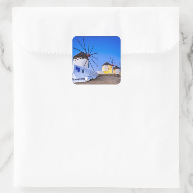 Mykonos Quadratischer Aufkleber (Tasche)