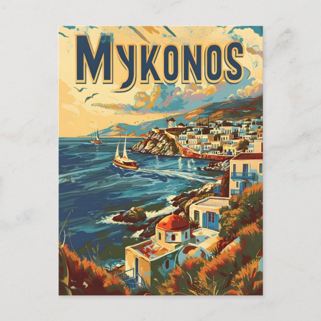 Mykonos Vintag Postkarte (Vorderseite)
