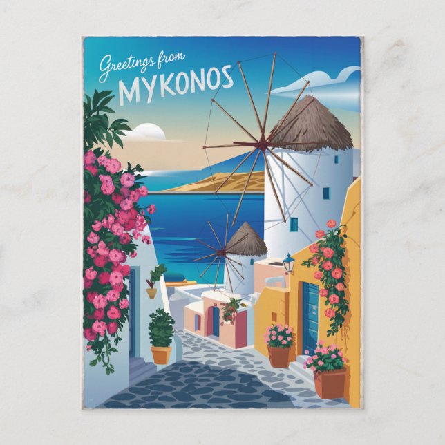 Mykonos Vintag Postkarte (Vorderseite)