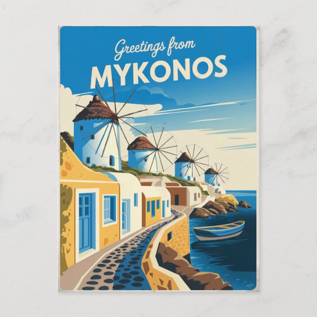 Mykonos Vintag Postkarte (Vorderseite)