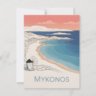 Mykonos Vintage minimalistisch Postkarte