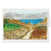 "Mykonos von Delos" Ansicht-Aquarell-Kunstkarte