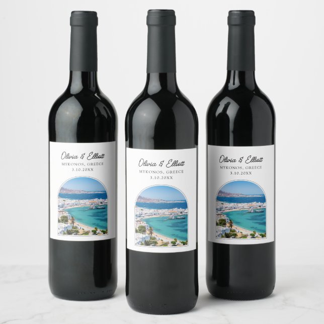 Mykonos Wedding Wine Label Weinetikett (Flaschen)