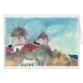 "Mykonos Windmühlen" Aquarell-Kunstkarte