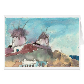 "Mykonos Windmühlen" Aquarell-Kunstkarte