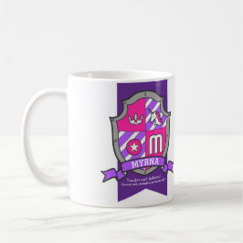 Myrna Buchstabe M Wappen rosa Einhornname Kaffeetasse