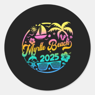 Myrtle Beach 2025 Family Vacation Beach Matching G Runder Aufkleber