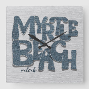 Myrtle Beach Denim-Buchstabe Quadratische Wanduhr
