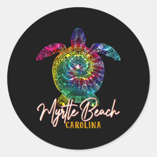 Myrtle Beach Gefärbte Krawatte Sea Turtle Carolina Runder Aufkleber