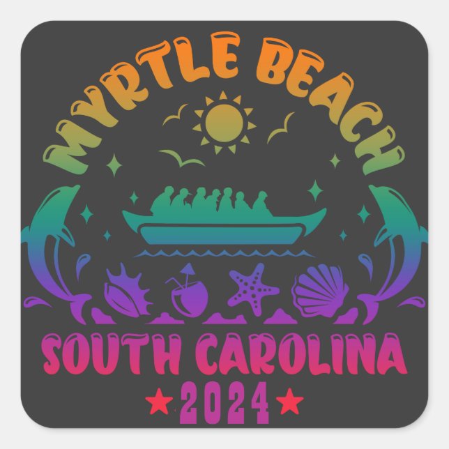 Myrtle Beach Magic - South Carolina Abenteuer Quadratischer Aufkleber (Vorderseite)