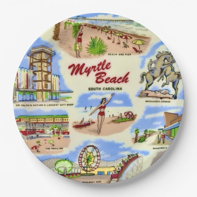 Myrtle Beach-Seiten  Pappteller (Vorderseite)